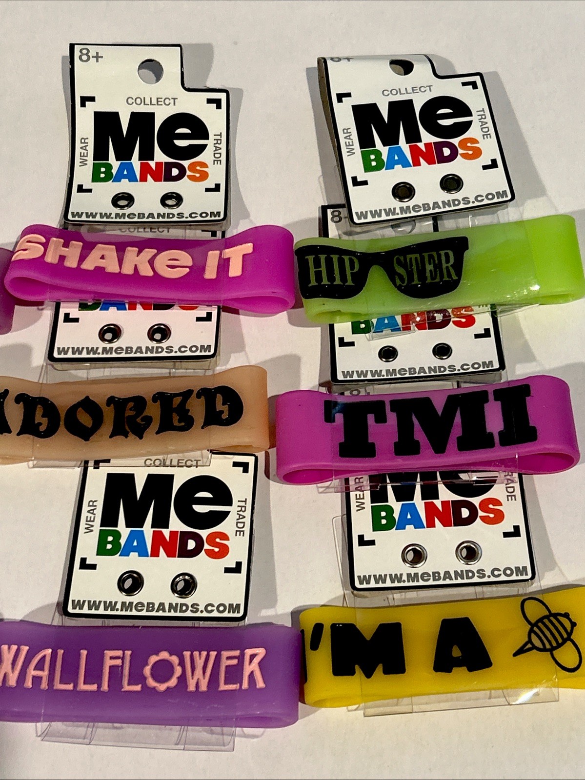 Lot Of 12 Me Bands Rubber Bracelets Wear Collect Trade New! gallery