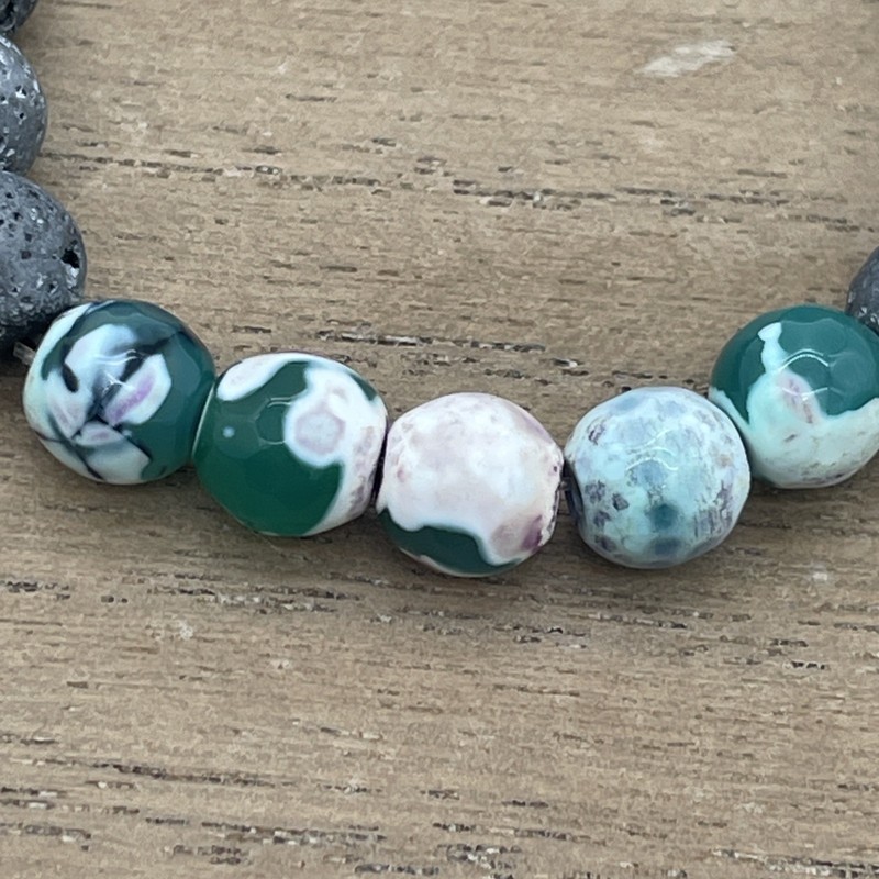 Unbranded Lava Rock & Multicolor Gemstone Beaded Slight Stretch Bracelet gallery