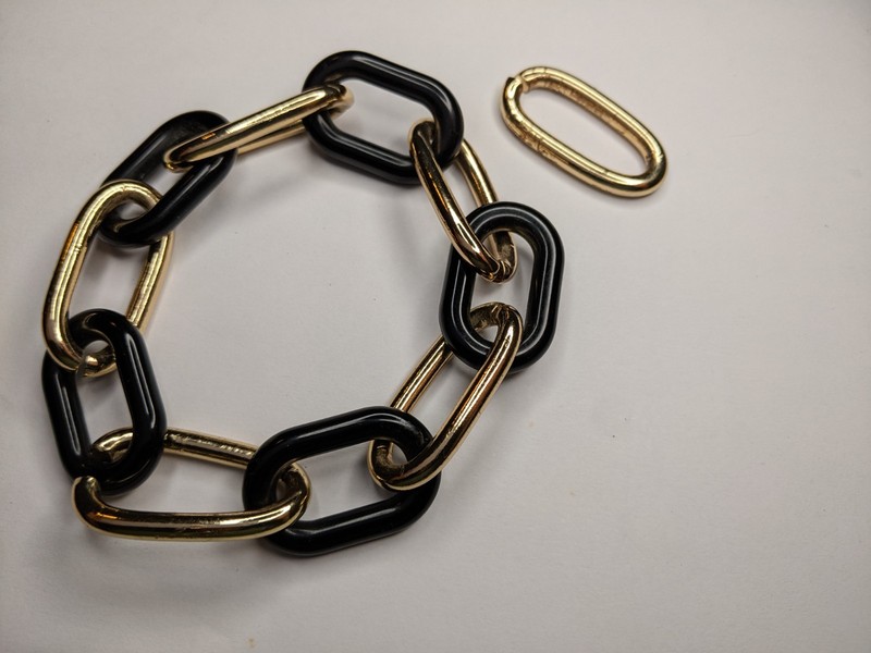 Fashion Costume Jewelry Chain Black and Gold With Extra Adjust Chain Link gallery