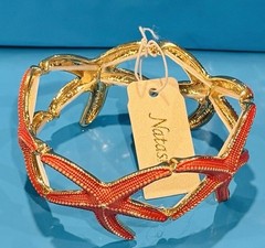 NWT Natasha Coastal Coral and Gold Starfish Cuff Bracelet