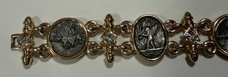Vintage Pegasus and Heralding Angel Cherub Cameo Coin Panel Bracelet gallery