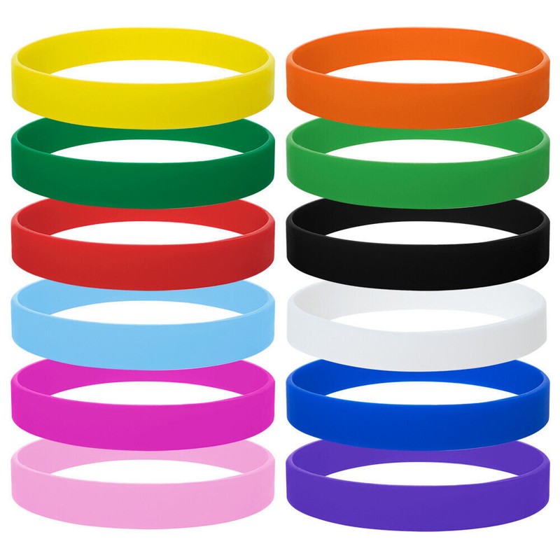 10PCS Rubber Silicone Bracelet Blank Wristband Multi Color Wrist Band Set gallery