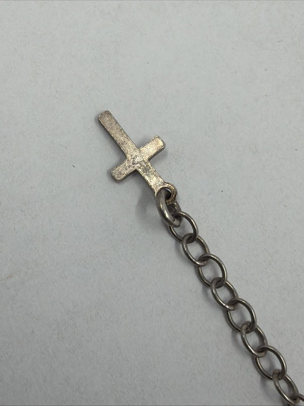 925 Sterling Silver 7.25” Bracelet W/ Crosses and Miraculous Medals Charms Italy gallery