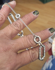 Silver Tone Adjustable Chain Bracelet with Oval Cable Links