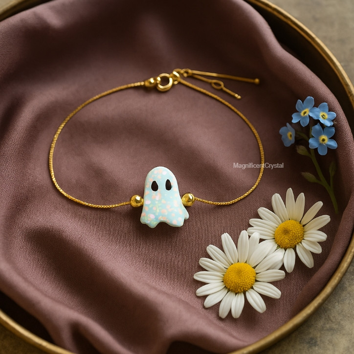 Halloween Ghost Bracelet Stainless Steel Specter Charm Spooky Cute Jewelry Gift