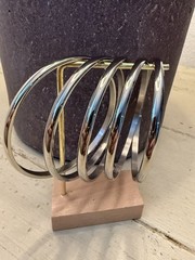 Set of 5 EDFORCE Bangle Bracelet Stainless Steel Silver Signed