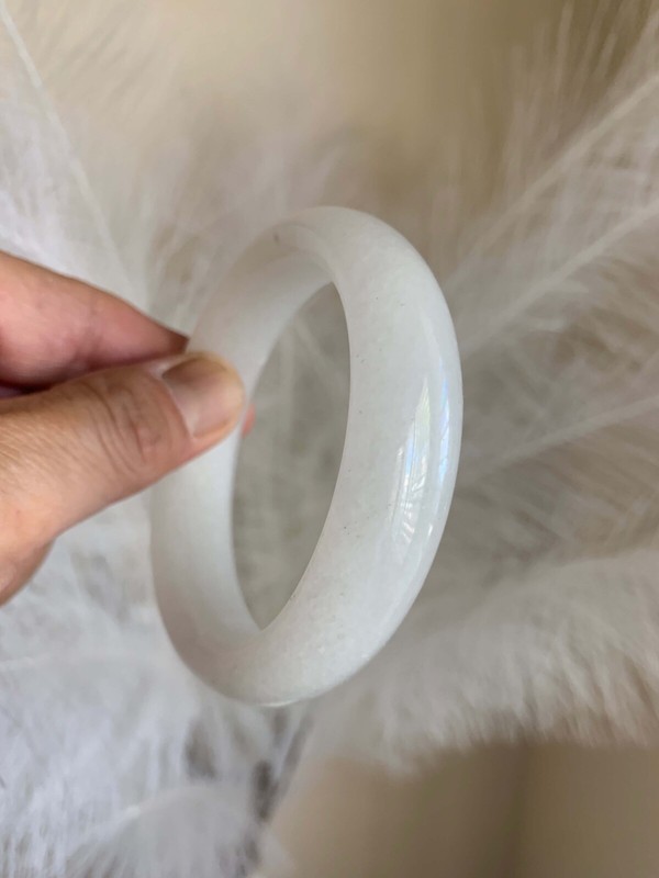 Gorgeous White Real Jade Bangle Bracelet Good Luck Fortune Wealth Peace 55 56 mm gallery