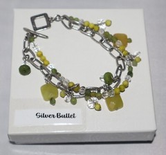 Silpada Sterling Silver Green Canadian & Olive Jade Crystal Bracelet B1248
