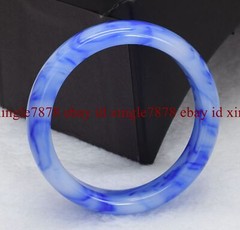 Natural White & Blue AAA Grade Jade Gemstone Bangle Bracelet 58-62mm Jewelry