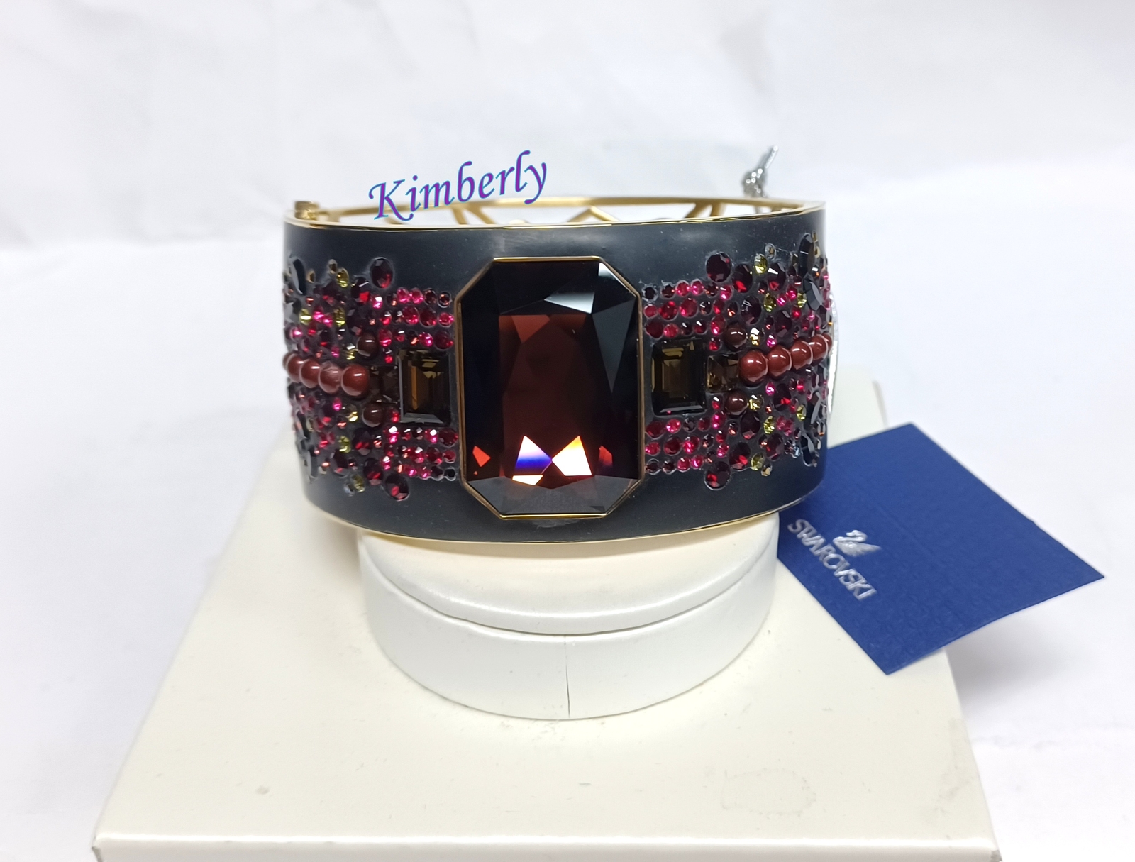 Swarovski Story Bangle Filigree Pattern Ruby Color Crystal Gold-PVD NEW 1160474 gallery