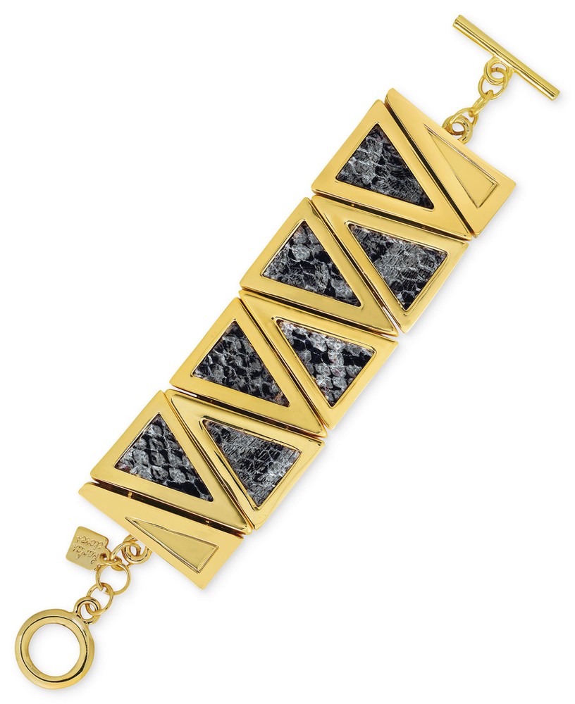 Roman Luxe x Karla Deras 14k Gold-Plated Python Triangle Toggle Bracelet $100 NW