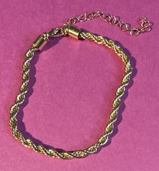 Gold Tone Rope Chain Bracelet Adjustable Extender Chain Lobster Clasp