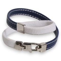 DOLCE & GABBANA Bracelet Leather Trimmed DG Engraved Silver Tone Clasp 280usd