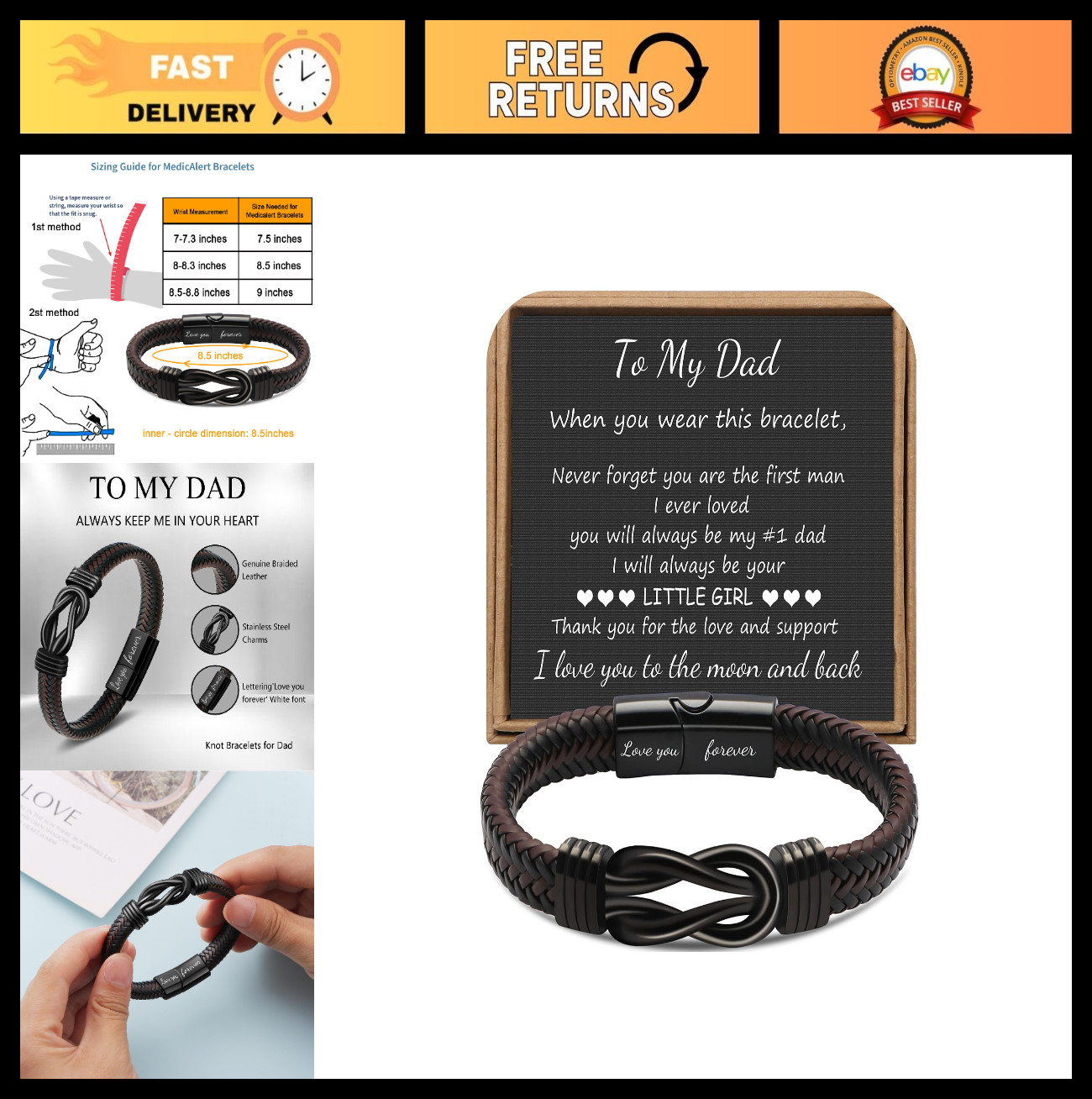 Braided Leather Infinity Bracelet for Men - Anniversary & Birthday Gift, Love Yo gallery