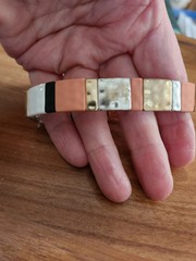 Plunder Peach Silver White Gold And Black Beaded Stretch Bracelet