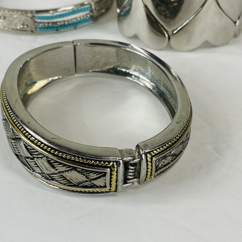 Bracelet Lot Silver Tone Hearts Turquoise Braided Woven Mixed Metal Costume gallery