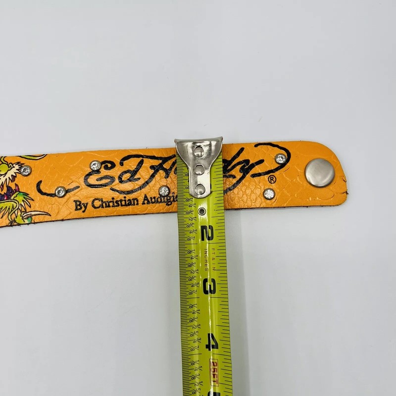 Don Ed Hardy Chinese Dragon Orange Handmade Genuine Leather Bracelet gallery