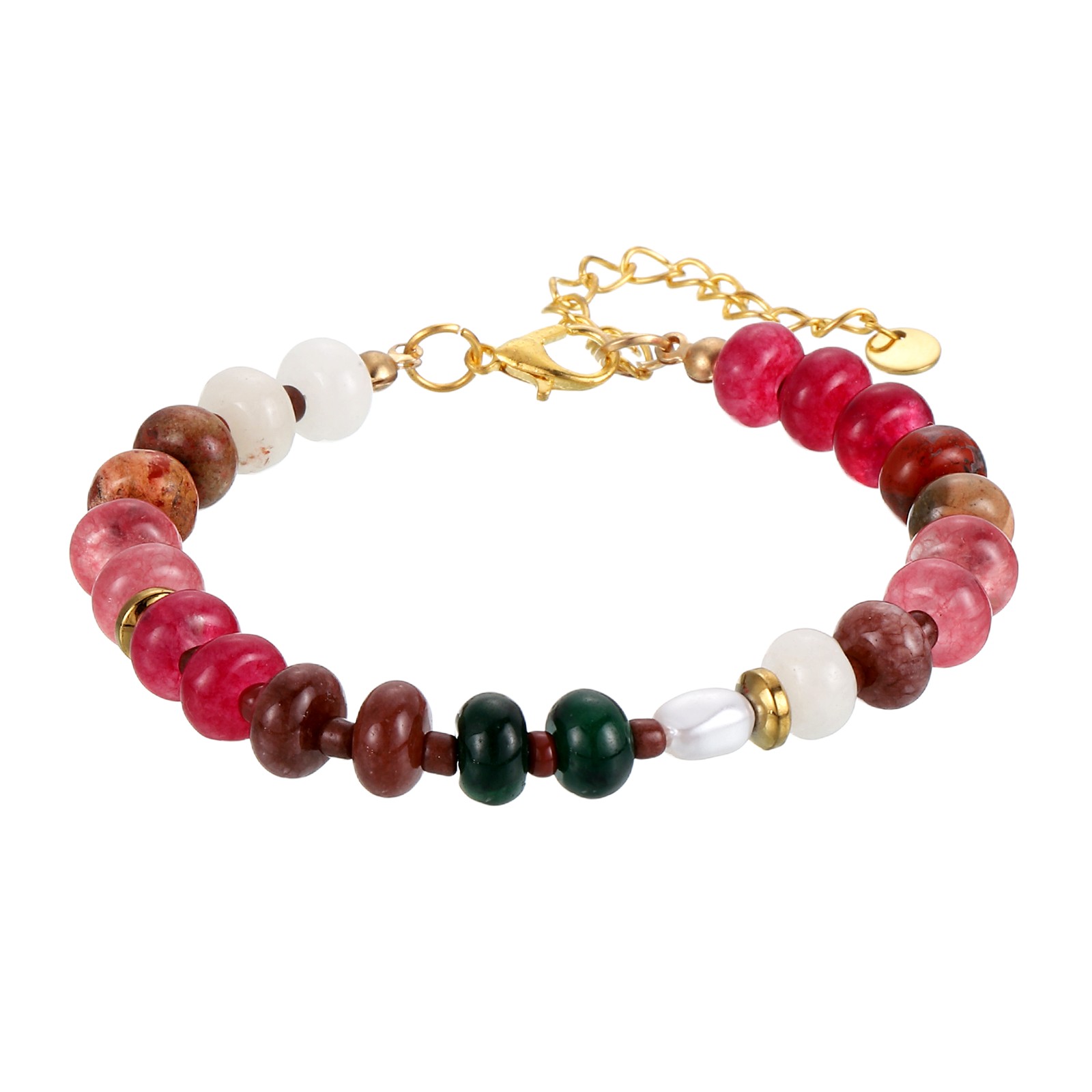 8.5mm Colorful Gemstone Beaded Bracelet for Women Birthday Gift, Brown-Green gallery