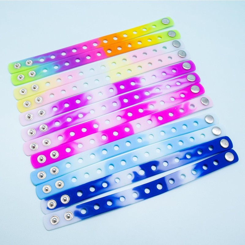 Fun-Weevz 12 Silicone Charm Bracelets, Adjustable 8 Inch Wristbands gallery