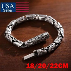 18/20/22CM Sterling Silver Bangle Bracelet Popular Vintage Chain Men’s Gift US