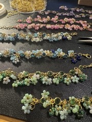 Womens Handmade Crystal Glass Flower Bouquet Bracelet