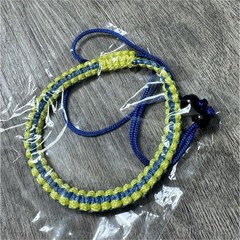 Blue & Yellow Braided Cord Bracelet Adjustable Slide Closure No Stone