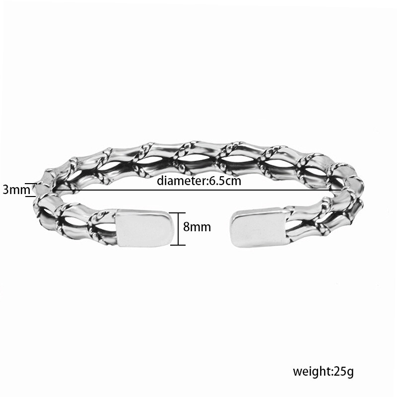 Men Bracelet Adjustable Open Bracelet Handmade Vintage Twist Cuff Silver Gift US gallery