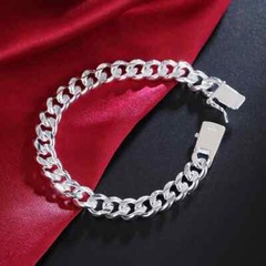 925 Sterling Silver Solid 10mm chain Bracelet men women Chain fashion Jewelry
