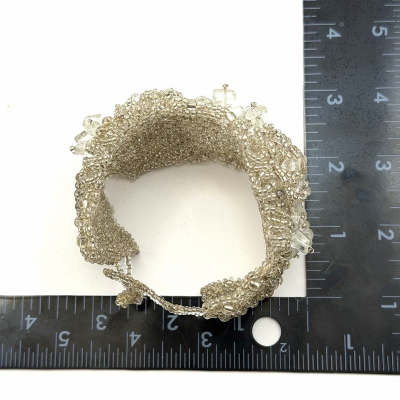 Vintage Quartz Crystal Lacework Cuff Bracelet 7 Inches Flapper style gallery
