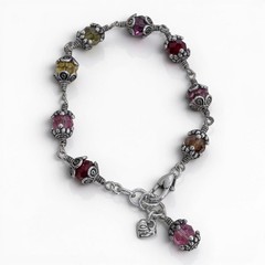 Vintage Brighton Glass Mountain Beaded Bracelet Multicolor Caged Crystal Retired