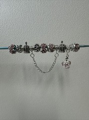 Lot Of 10 Metal Alloy Bracelet Charms For Slide Charm Bracelet Crown Flower Pink