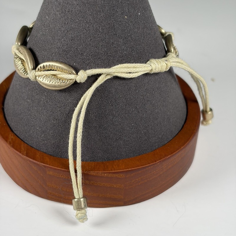 Gold tone Metal Cowrie Puka Shell Bracelet Boho Bohemian gallery