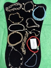 Lot of 12 Bracelets Mixed Styles Gold Tone Silver Tone Beaded Chain Stretch