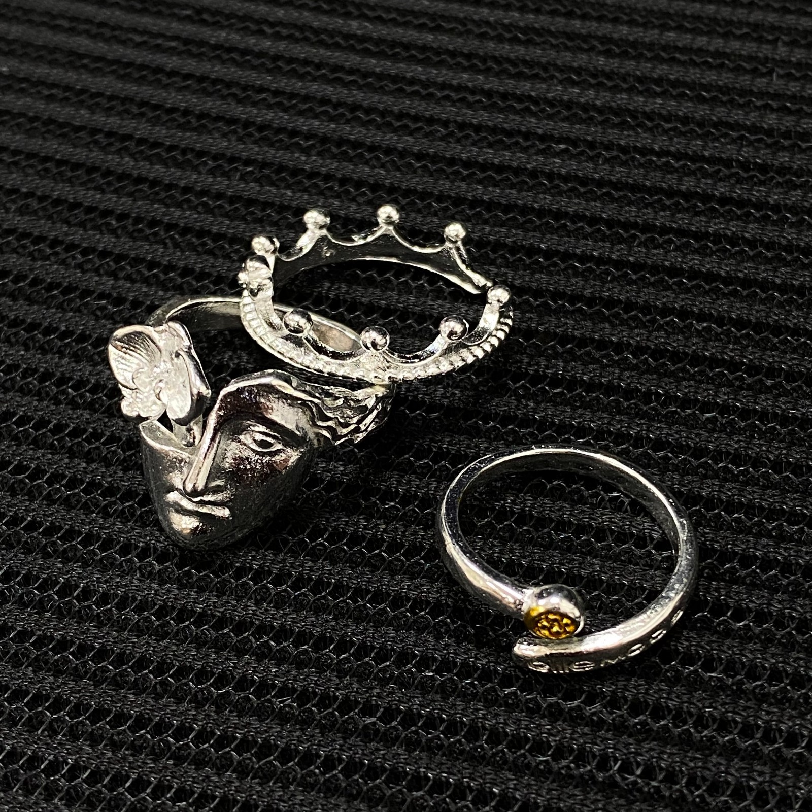 Silver-tone open ring set gallery