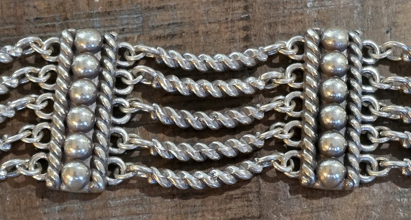 Brighton Sonora Multi Row Bracelet Silver Plated Fold Over Clasp 7in Long gallery