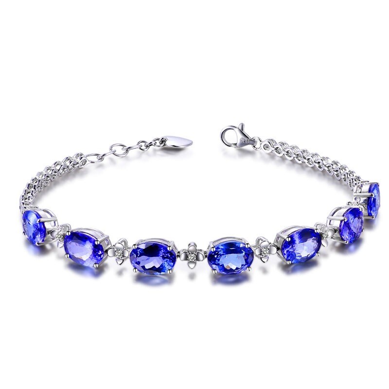 18K White Gold Plated Adjustable Blue Crystal Charm Bracelet for Women gallery
