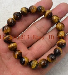 New 6/8/10/12mm Yellow Tiger’s Eye Round Gemstone Beads Stretch Bracelet 7.5”