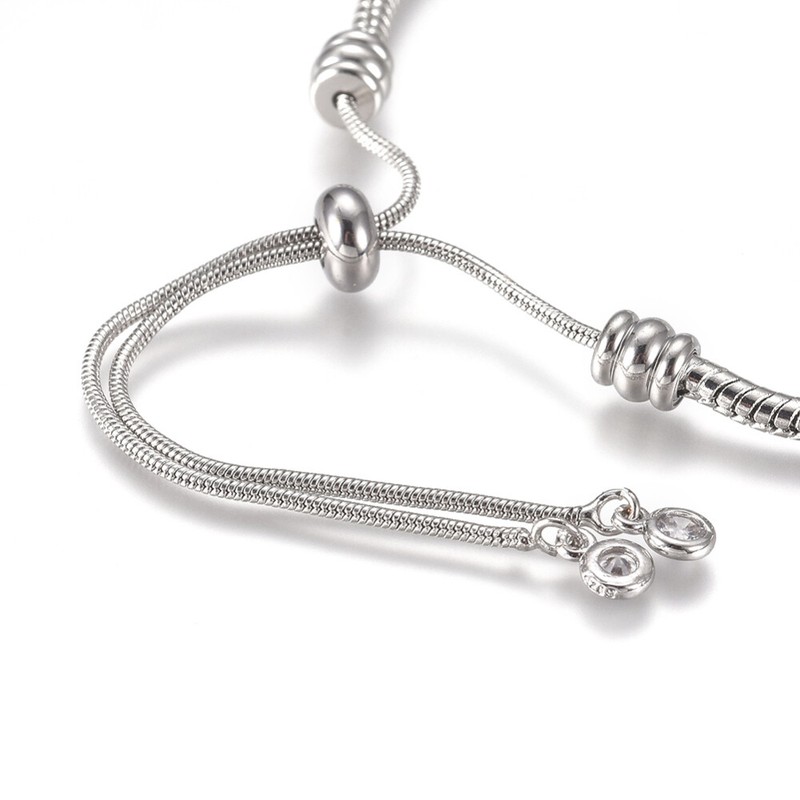 5x Vacuum Plating Adjustable Snake Chain Slider Bracelet with Rhinestone Charms gallery