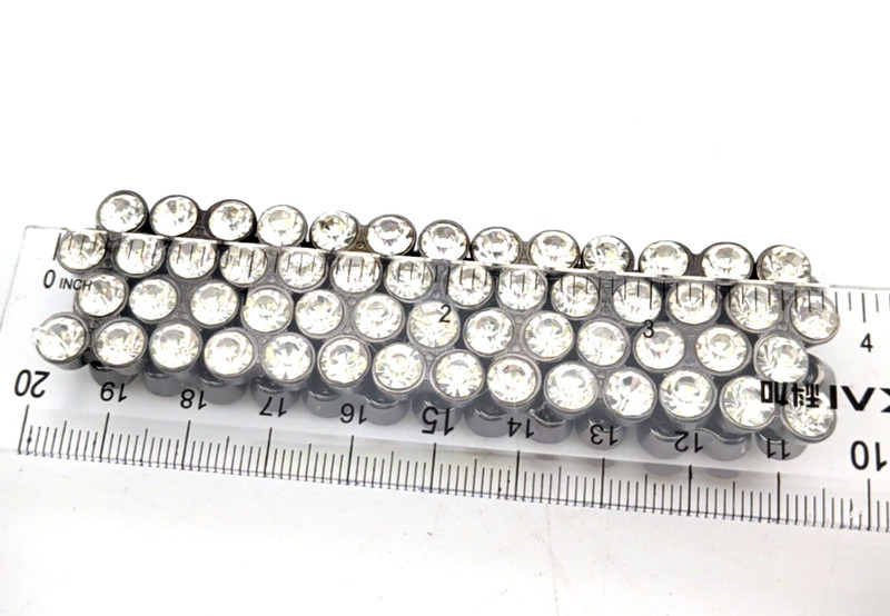 Large Rhinestone Stretch Bracelet w/ Gunmetal Finish Statement Chunky Glam 1" gallery