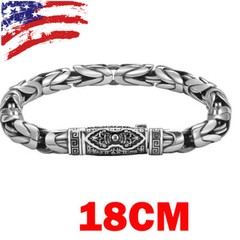 18CM Sterling Silver Bangle Bracelet Chain Popular Vintage Bracelets Mens US