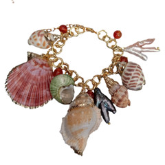 8″ Multi Sea Shell Pearl Chain Bracelet Summer Beach Jewelry