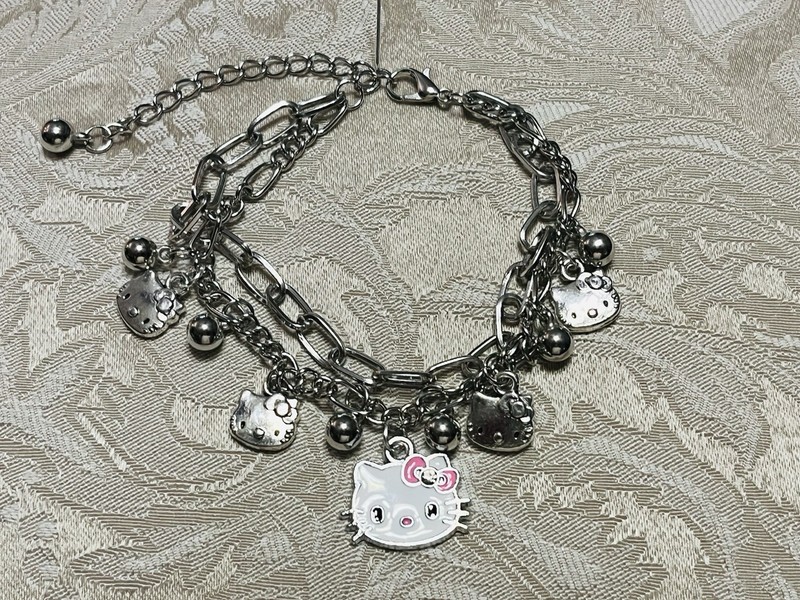 Sanrio Silver Hello Kitty Multiple Charm Adjustable Fashion Fun Trendy Bracelet gallery