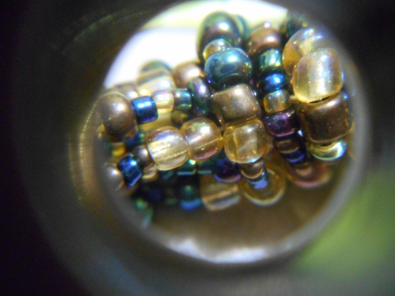 Beaded Multi Strand Bracelet Stretchy Adjustable Gold Amber Purple Blue Cream gallery