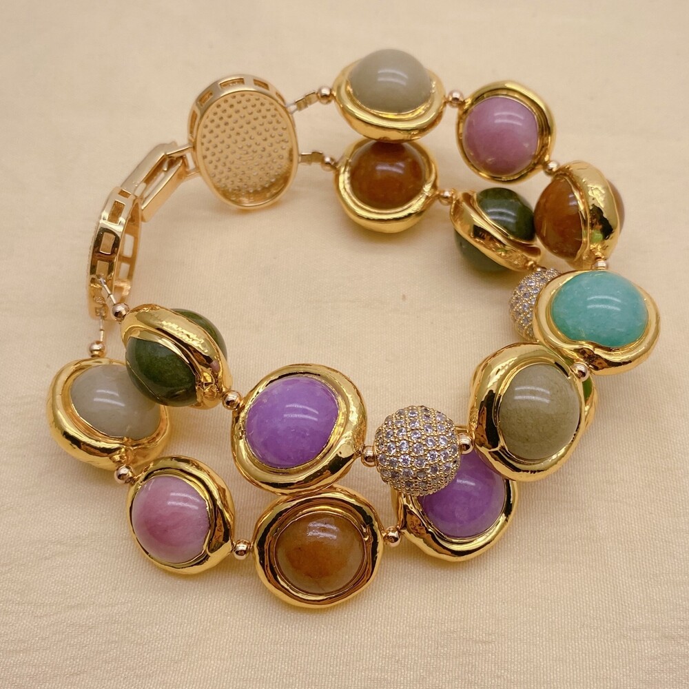 2 Strands Multi Color Jade Cz Bead Bracelet gallery