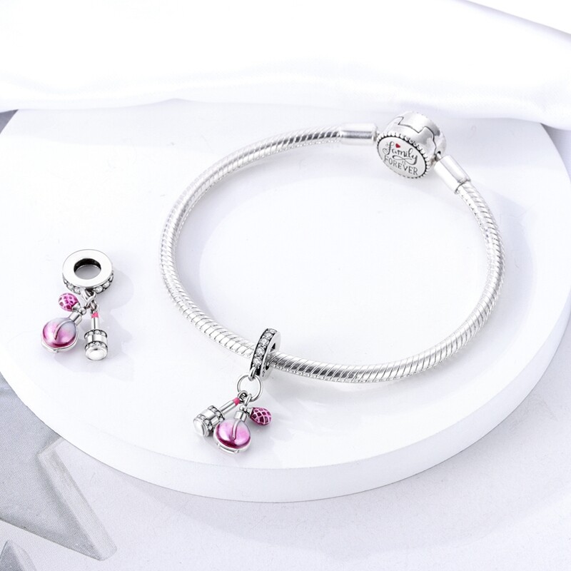 MULA European Silver Plated Charm CZ Enamel Perfume Lipstick For Women Bracelet gallery