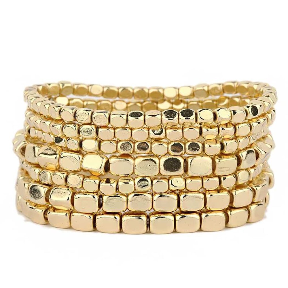 Women's Chunky Nugget Multi Strand Stacking Statement Stretch Bangle Bracelet...