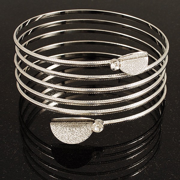 Rhodium Plated Crystal Leaf Armlet Bangle gallery