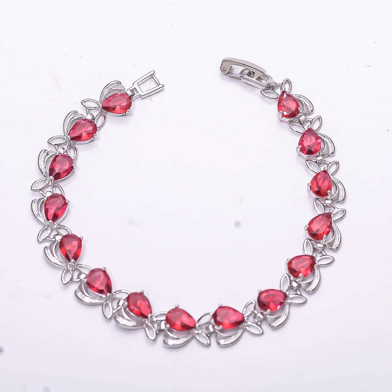 Pink Rubellite Tourmaline 925 Sterling Silver Tennis Bracelet 6.99" B973068636 gallery