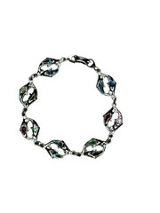 Abalone Dolphin Chain Bracelet SJ Silver Tone Multicolor Shell Sea Life Jewelry