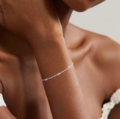 Sparkle Twist Chain Bracelet for Women Adjustable Silver Dainty Minimalist Jewel